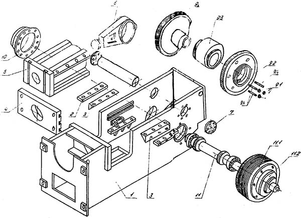 Схема разборки однокривошипного пресса КД2134 открытого ненаклоняемого пресса